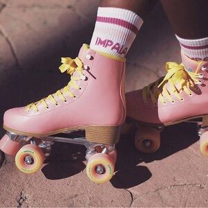 🌸Impala RollerSkates Women's Lace-Up Rollerskates, Pink/Yellow/US 10🌸